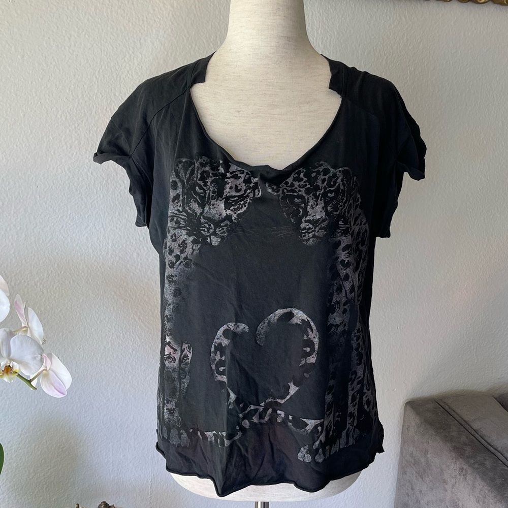 All saints black shirt with panther print
